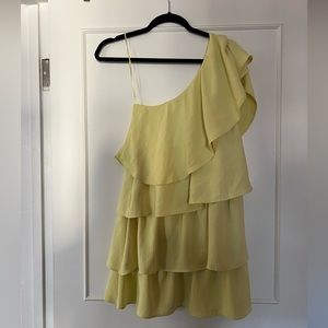 Zara one shoulder ruffle dress.